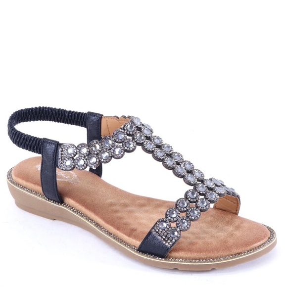 Italina Amber Rhinestone Embellished Bronze Wedge - Picture 7 of 10